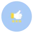 Thumbs up hand icon with three yellow dots on light blue circular background